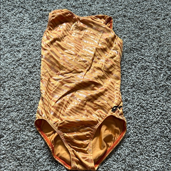 Vibrant Orange Striped Leotard - Picture 1 of 3